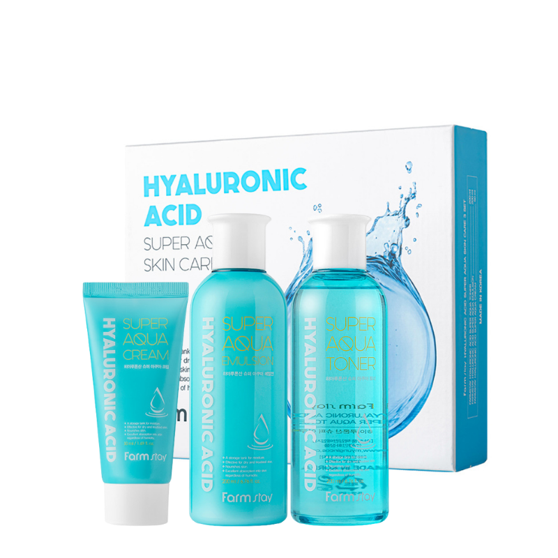 Bestkoreanskincares SET Hyaluronic Acid Super Aqua Skin Care 3 Set Farm Stay