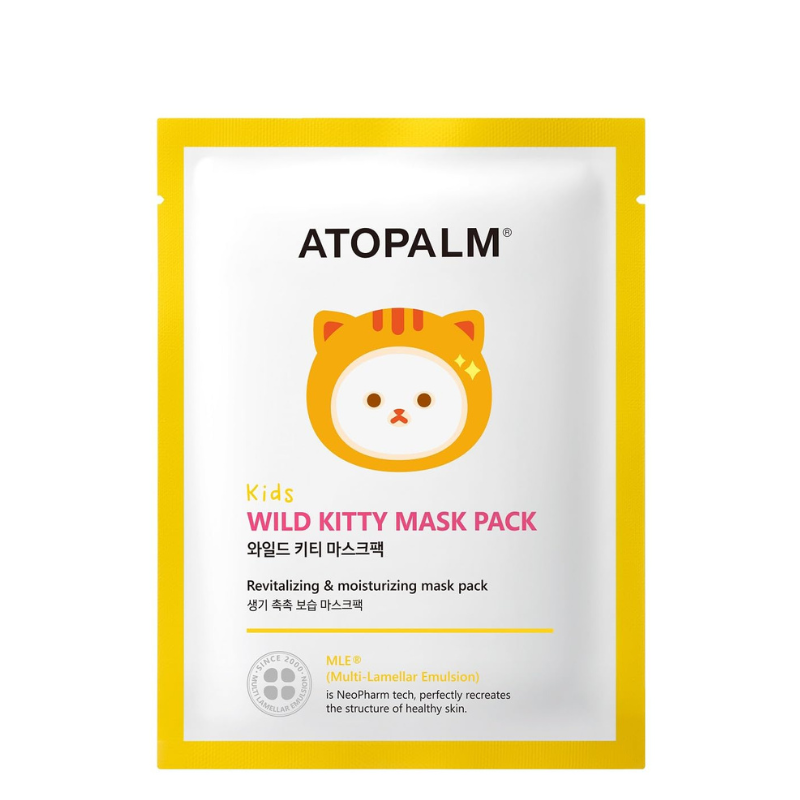 Bestkoreanskincares SHEET MASK Kids Wild Kitty Mask Pack Set (5 masks) ATOPALM