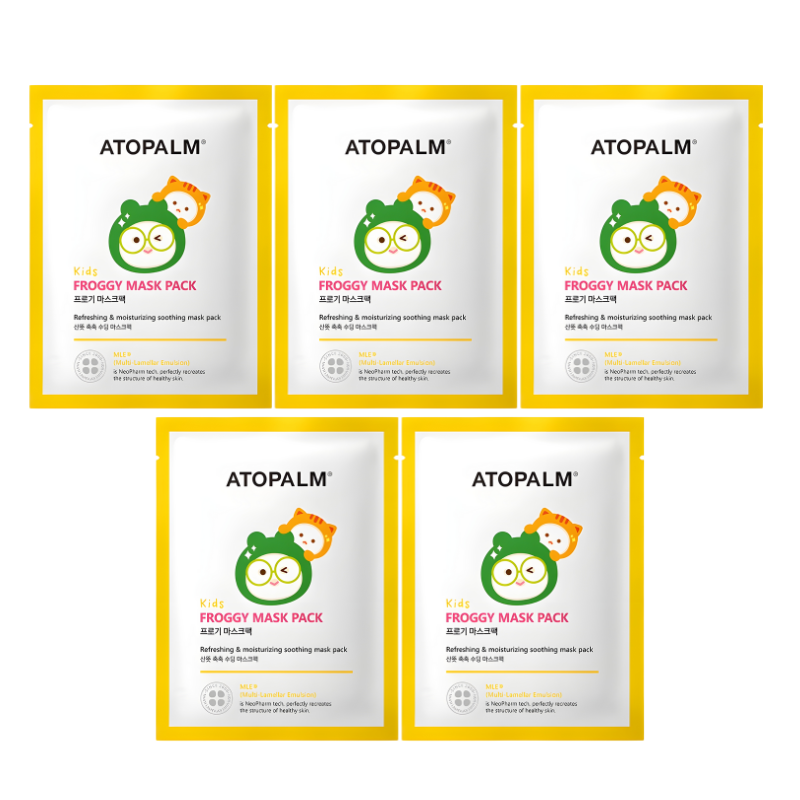 Bestkoreanskincares SHEET MASK Kids Froggy Mask Pack Set (5 masks) ATOPALM