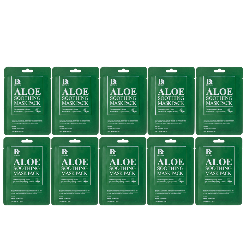 Bestkoreanskincares SHEET MASK Aloe Soothing Mask Pack Set (10 masks) Benton