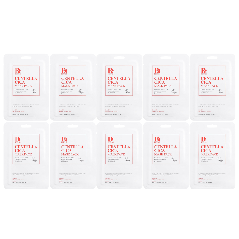 Bestkoreanskincares SHEET MASK Centella Cica Mask Pack Set (10 masks) Benton