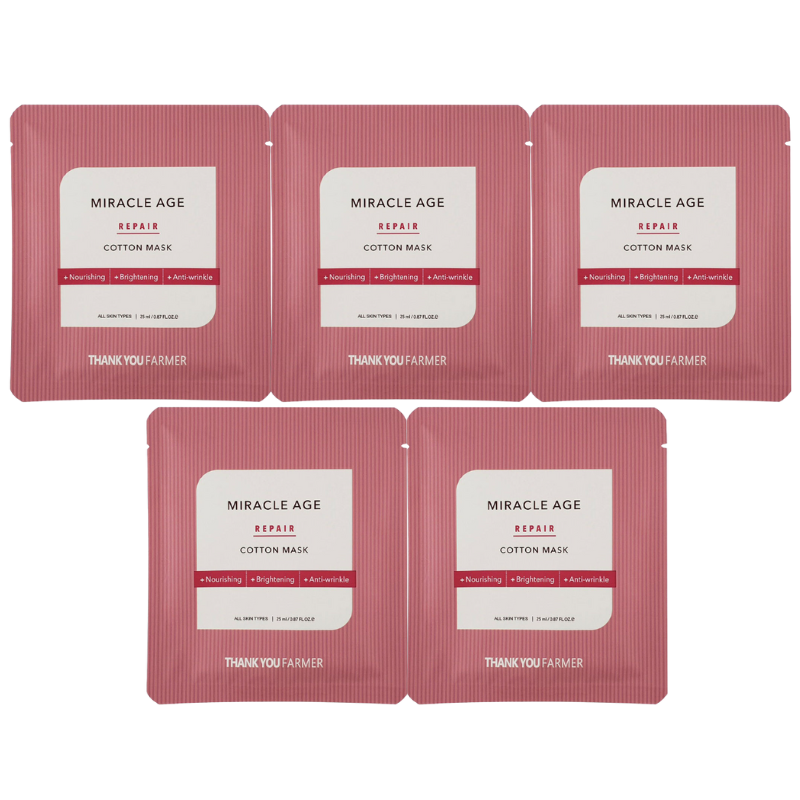 Bestkoreanskincares SHEET MASK Miracle Age Repair Cotton Mask (5 masks) THANK YOU FARMER