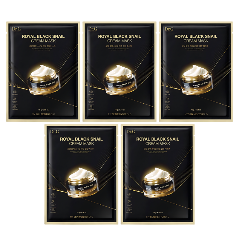 Bestkoreanskincares SHEET MASK Royal Black Snail Cream Mask Set (5 masks) Dr.G