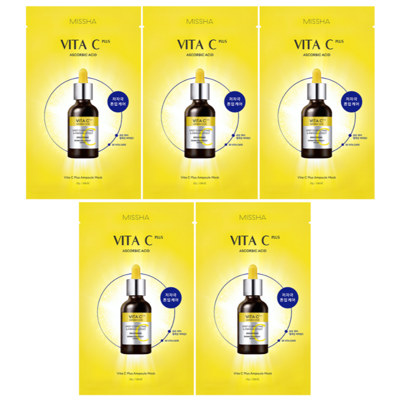 Bestkoreanskincares SHEET MASK Vita C Plus Spot Correcting Ampoule Sheet Mask Set (5 masks) MISSHA