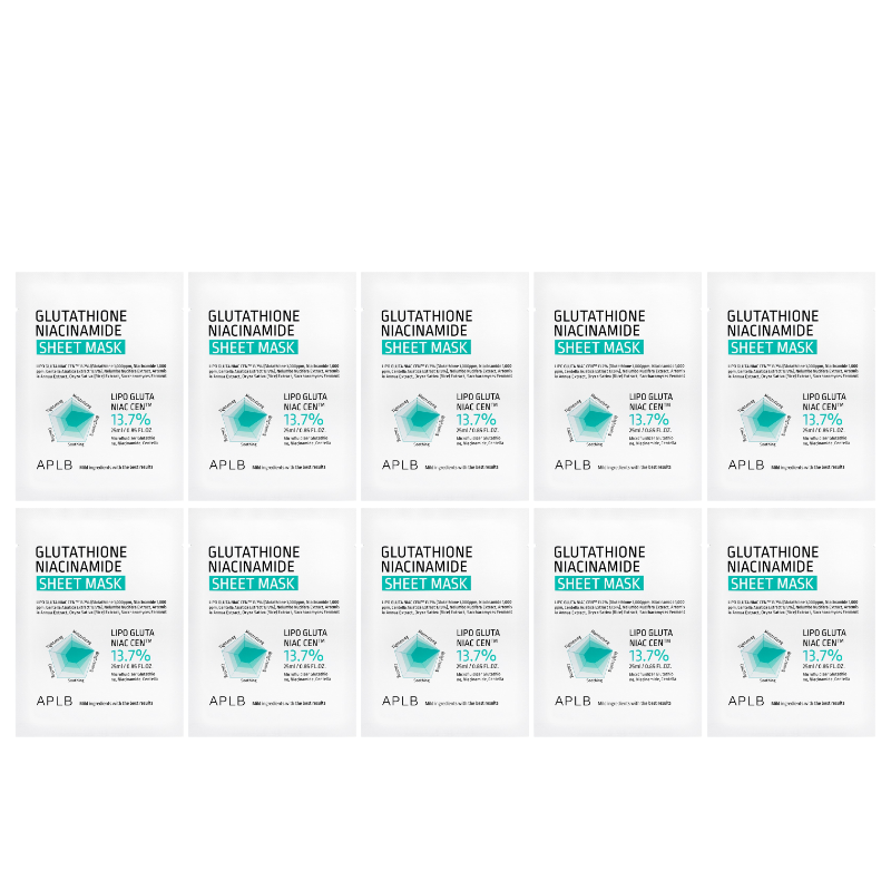 Bestkoreanskincares SHEET MASK Glutathione Niacinamide Sheet Mask Set (10 masks) APLB