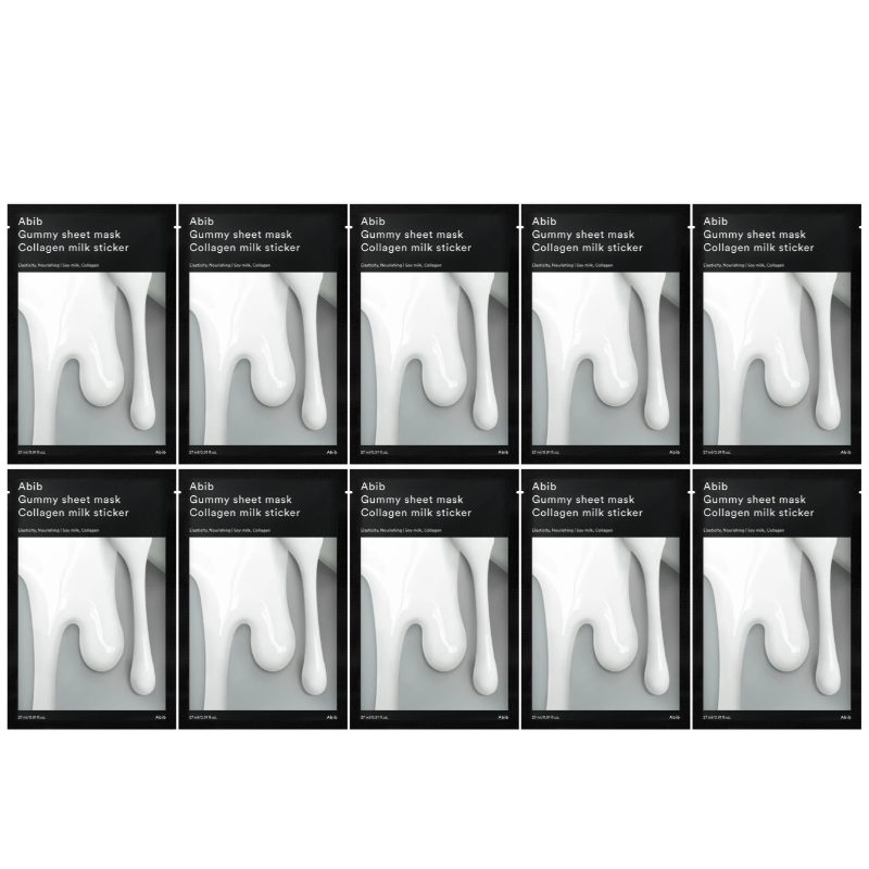 Bestkoreanskincares SHEET MASK Gummy Sheet Mask Collagen Milk Sticker Set (10 masks) Abib