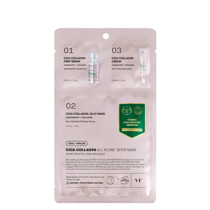 Bestkoreanskincares SHEET MASK Cica Collagen All In One 3Step Mask Set (5 masks) VT COSMETICS