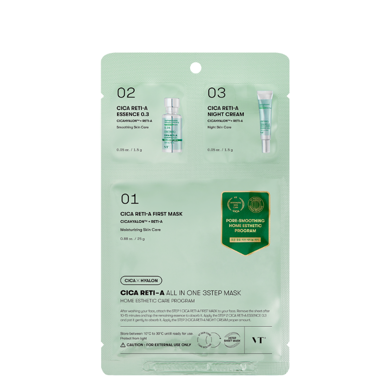Bestkoreanskincares SHEET MASK Cica Reti-A All In One 3Step Mask (3masks) VT COSMETICS