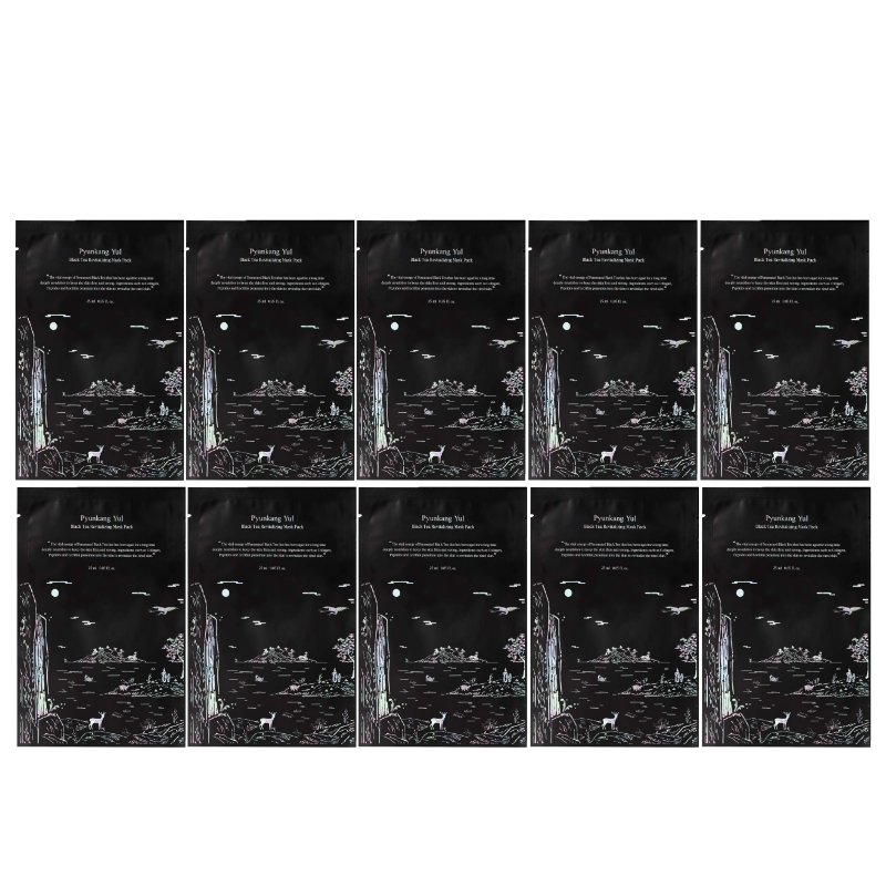 Bestkoreanskincares SHEET MASK Black Tea Revitalizing Mask Pack Set (10 masks) Pyunkang Yul