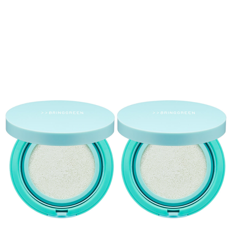 Bestkoreanskincares SUN CUSHION Tea Tree Cica Tone-Up Sun Cushion 50+ PA++++ Value Set (2 pack) BRING GREEN