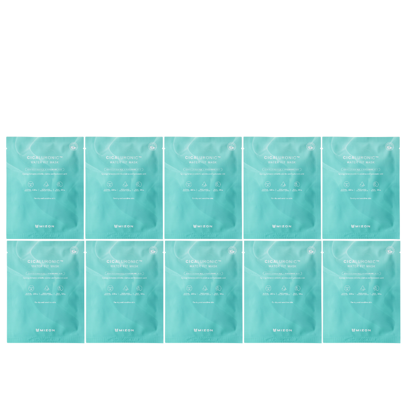 Bestkoreanskincares SHEET MASK Cicaluronic Water Fit Mask Set (10 masks) MIZON