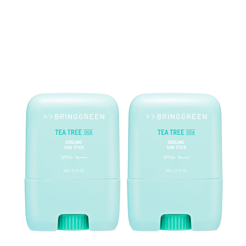 Bestkoreanskincares SUN STICK Tea Tree Cica Cooling Sun Stick SPF50+ PA++++ Value Set (2 pack) BRING GREEN