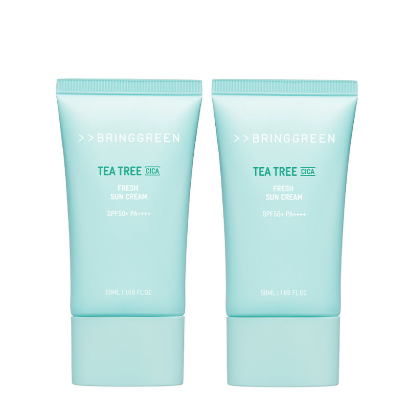 Bestkoreanskincares SUN CREAM Tea Tree Cica Fresh Sun Cream 50+ PA++++ Value Set (2 pack) BRING GREEN