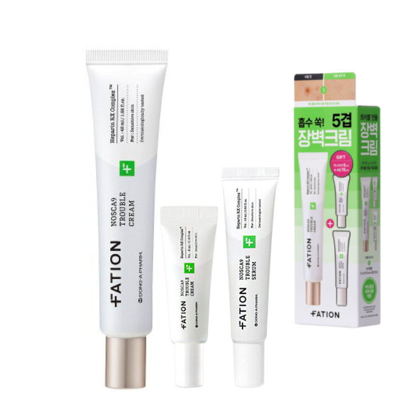 Bestkoreanskincares SET Nosca9 Trouble Cream+Serum Duo Set (Cream: 45ml + 5ml / Serum: 15ml) FATION