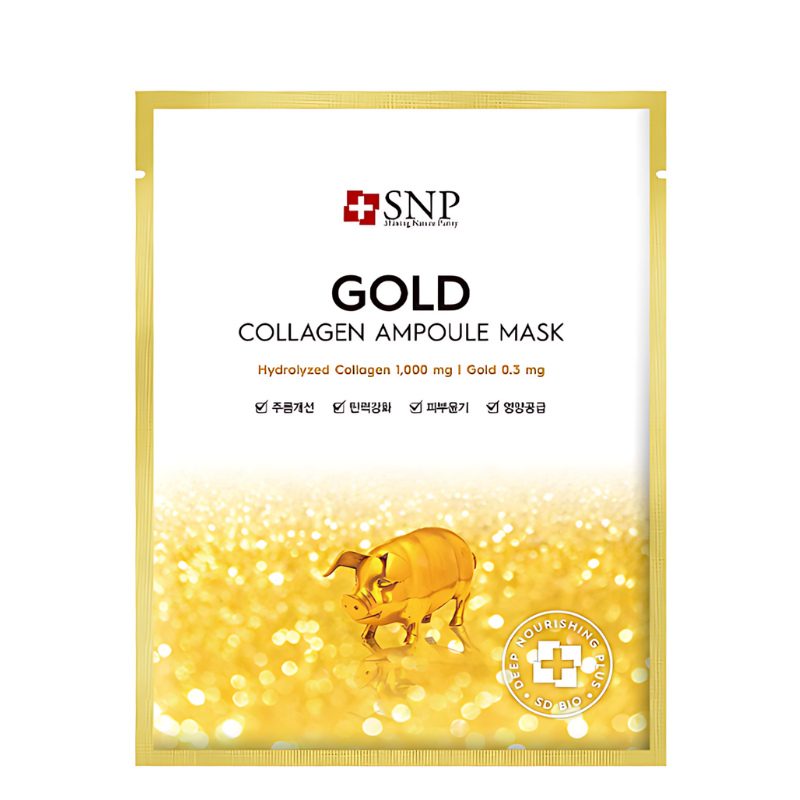 Bestkoreanskincares SHEET MASK Gold Collagen Ampoule Mask Set (10 masks) SNP