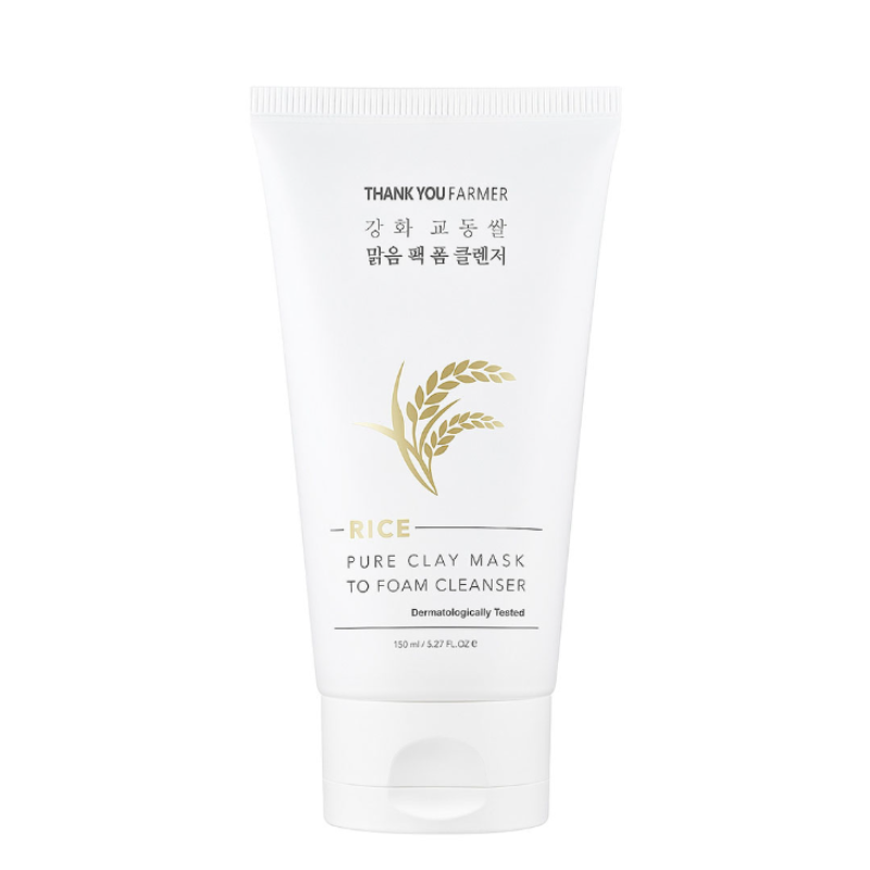 Bestkoreanskincares CLEANSING FOAM Rice Pure Clay Mask To Foam Cleanser THANK YOU FARMER