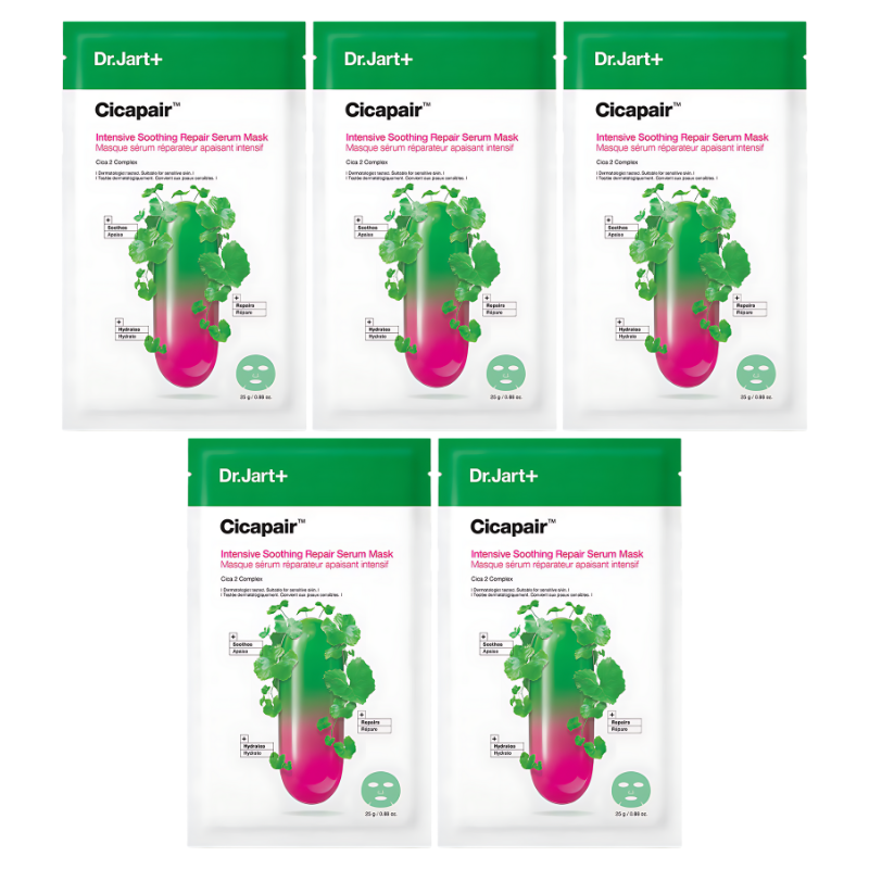Bestkoreanskincares SHEET MASK Cicapair Intensive Soothing Repair Serum Mask Set ( 5 masks) Dr.Jart+