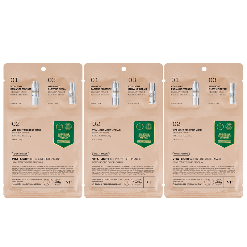 Bestkoreanskincares SHEET MASK Vita-Light All In One 3-Step Mask Set (3 masks) VT COSMETICS