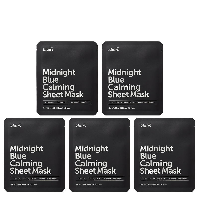 Bestkoreanskincares SHEET MASK Midnight Blue Calming Sheet Mask Set (5 masks) Dear, Klairs