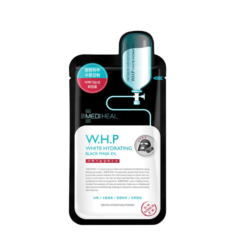 Bestkoreanskincares SHEET MASK W.H.P White Hydrating Black Mask EX Set (10 masks) MEDIHEAL